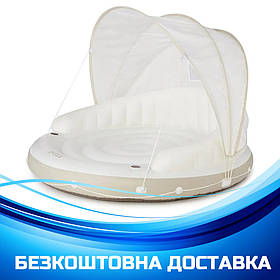 Надувний матрац плотик Intex 58292 зі спинкою та тентом (199 х 150 х 193 см) Білий | Плотик для вечірок