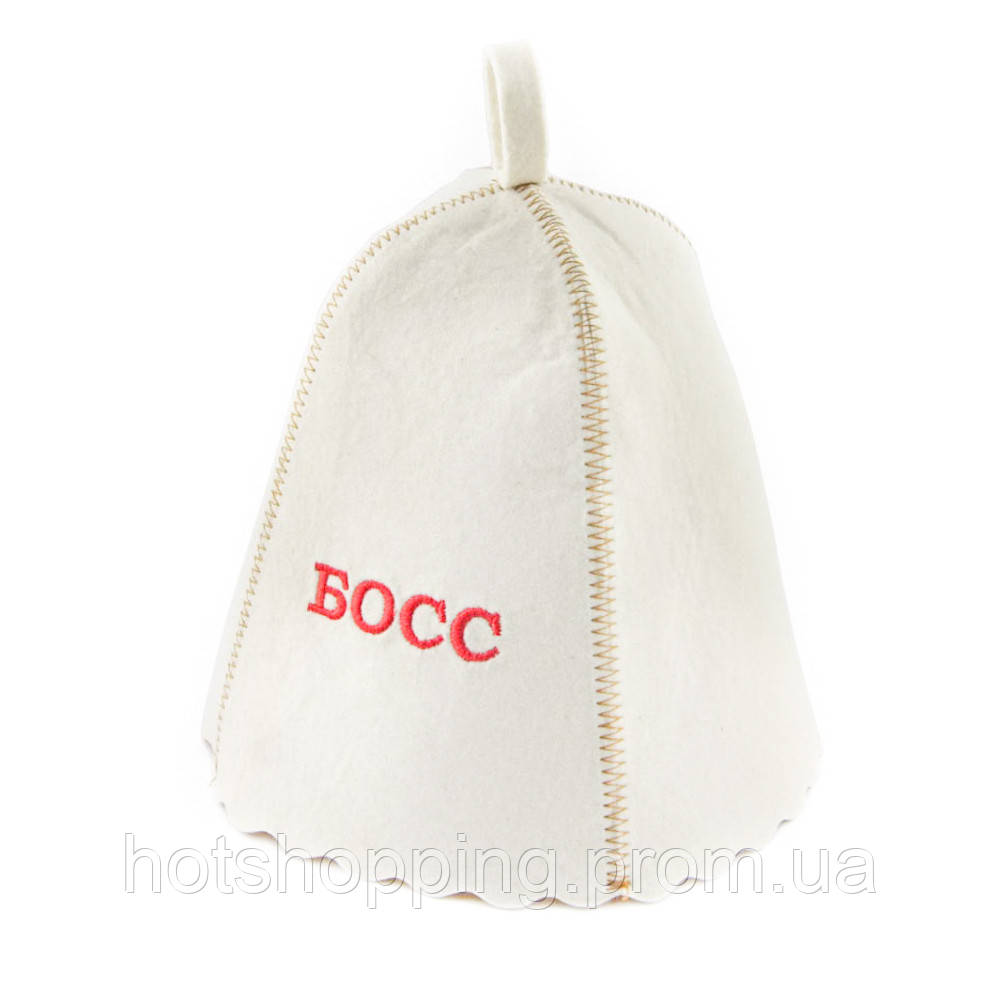 Банная шапка Luxyart "Босс", натуральный войлок, белый (LA-113) ht - фото 1 - id-p2145379458