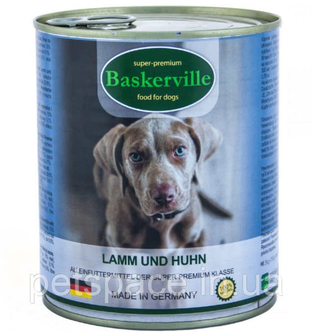 Консервований корм Baskerville (Баскервіль ягня і півень) 800 г