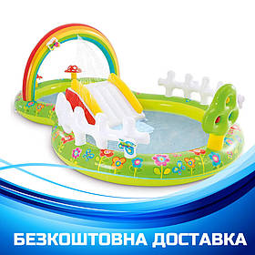 Надувний ігровий центр Мій сад Intex 57154 (450л, гірка, фонтан, ремкомплект, 290-180-104см)