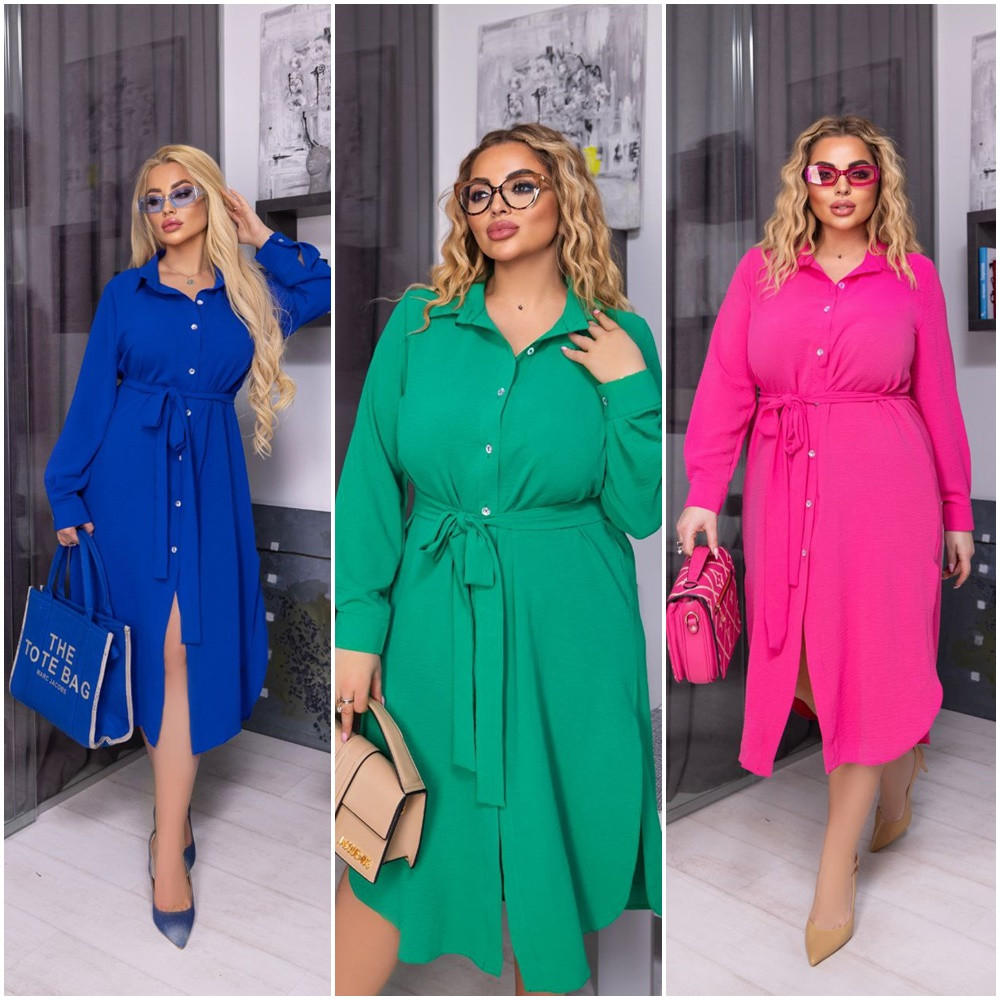 Літнє плаття довгі рукави вільного крою міді жатка розміри батал