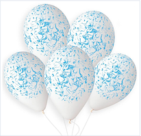 Кулі 13"/33 см Мармур Білий із блакитним 50 шт, Gemar