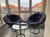 Комплект меблів ПАПАСАН з техноротангу: 2 крісла з 2 подушками та столик.