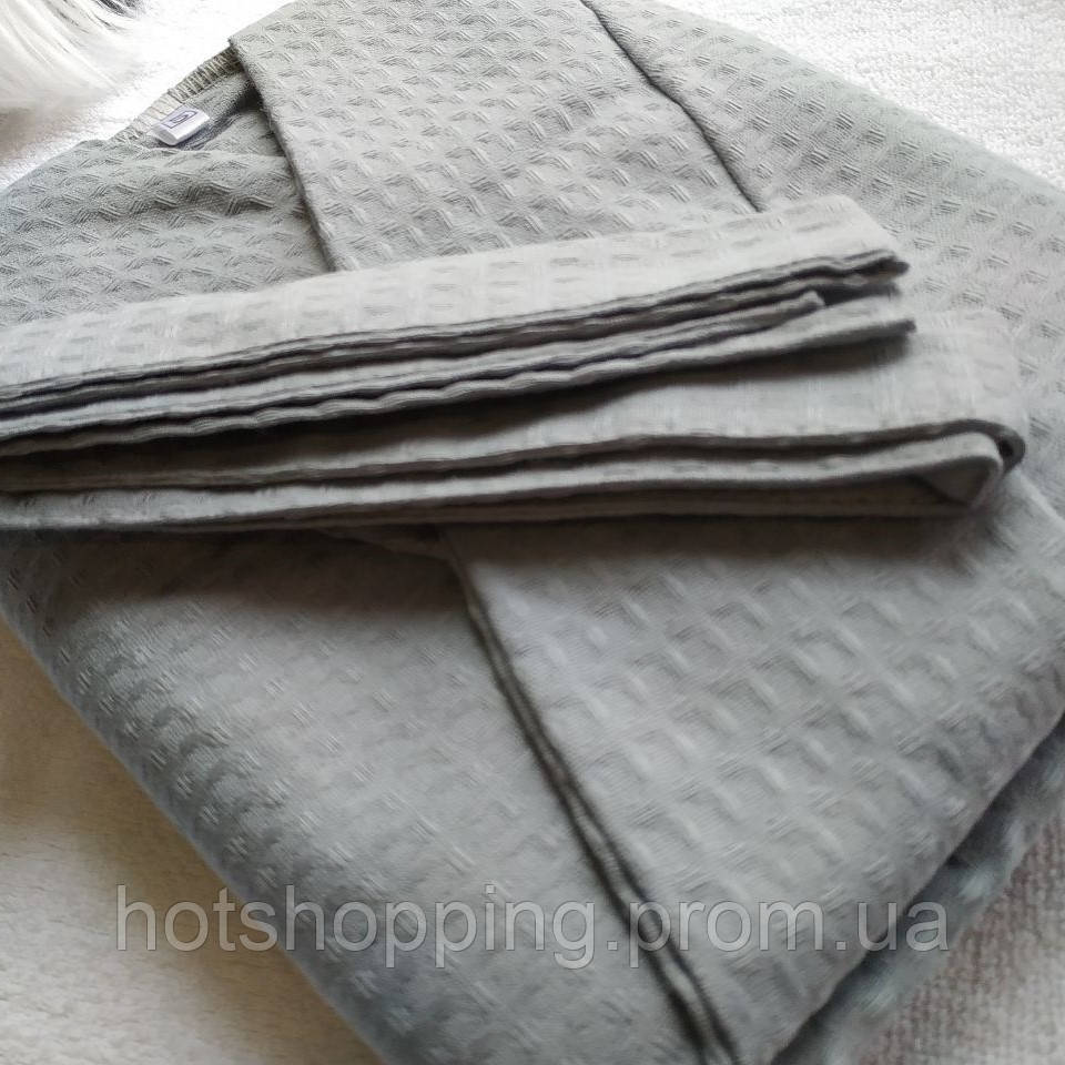Вафельный халат Luxyart Кимоно размер (54-56) XL 100% хлопок серый (LS-3377) ht - фото 4 - id-p2145392278