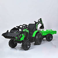 Трактор для детей M 4847EBLR-5(24V) р/к2,4G, 2мотори35W, 2акум12V7AH, колесаEVA, шкір.сидіння, TF, зелений