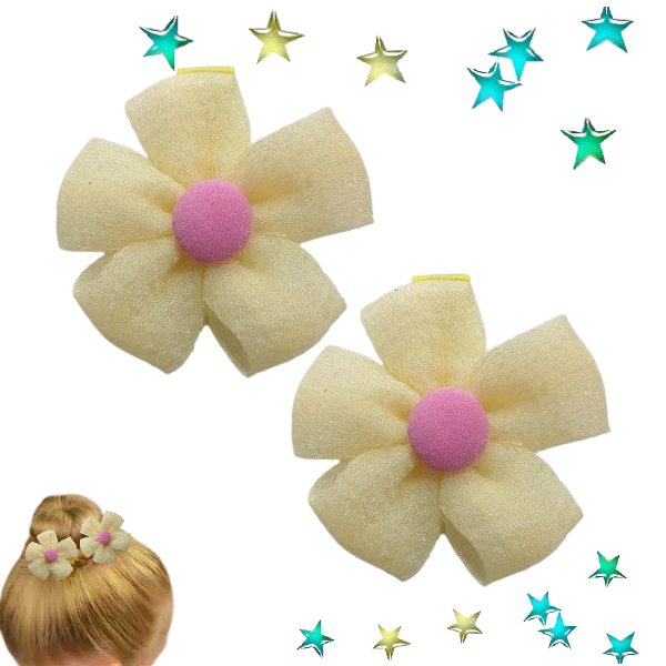 Набір 2 шт Заколка для волосся для дівчат Квіточка Princess 4.5 см (Жовтий)