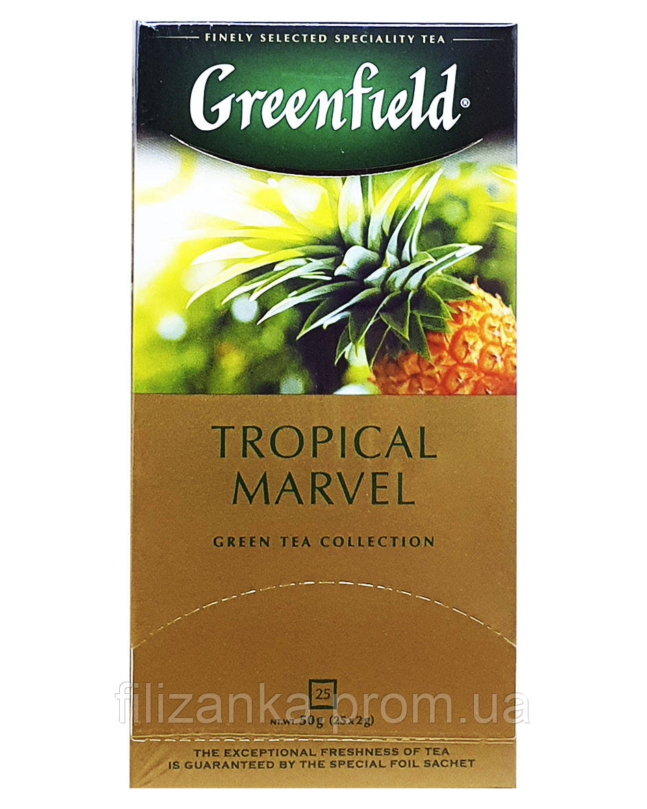 Чай Greenfield Tropical Marvel зеленый с имбирем и ананасом в пакетиках 25 шт х 2 г (692) - фото 2 - id-p2145408461