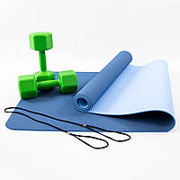 Коврик для йоги, фитнеса, спорта (йога мат, каремат) + гантели для фитнеса 2шт по 3кг OSPORT Set 65 (n-0095)