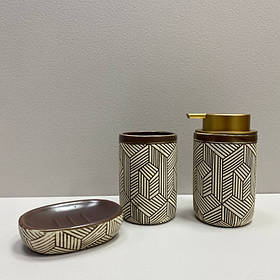 Набір для ванної кімнати (3 предмети) дозатор для мила, склянка для зубних щіток та мильниця S&T 899-2