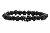 Парні браслети з короною для двох закоханих. Парні браслети з каменів із шунгіту вулканічного каменю, фото 3