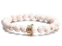 Парні браслети з короною для двох закоханих. Парні браслети з каменів із шунгіту вулканічного каменю, фото 2