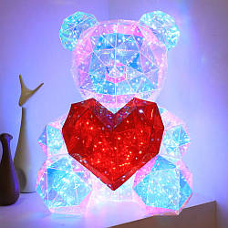 Світлодіодний Ведмедик з серцем, 25см, від USB, Love Bear / Нічник / Світильник / Настільна лампа