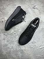 Стильные черные мужские кроссовки Nike, кожаные удобные кеды черного цвета