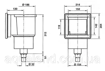 Скіммер VAGNER VA 150 Х 150 мм для збірних басейнів Ibiza Mountfield, фото 2