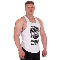 Майка для бодибилдинга и пауэрлифтинга мужская Zelart MUSCLE LION ML-1185 размер L цвет белый lb