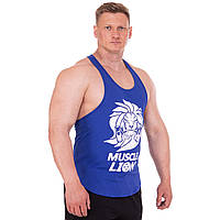 Майка для бодибилдинга и пауэрлифтинга мужская Zelart MUSCLE LION ML-1185 размер 2XL цвет синий lb