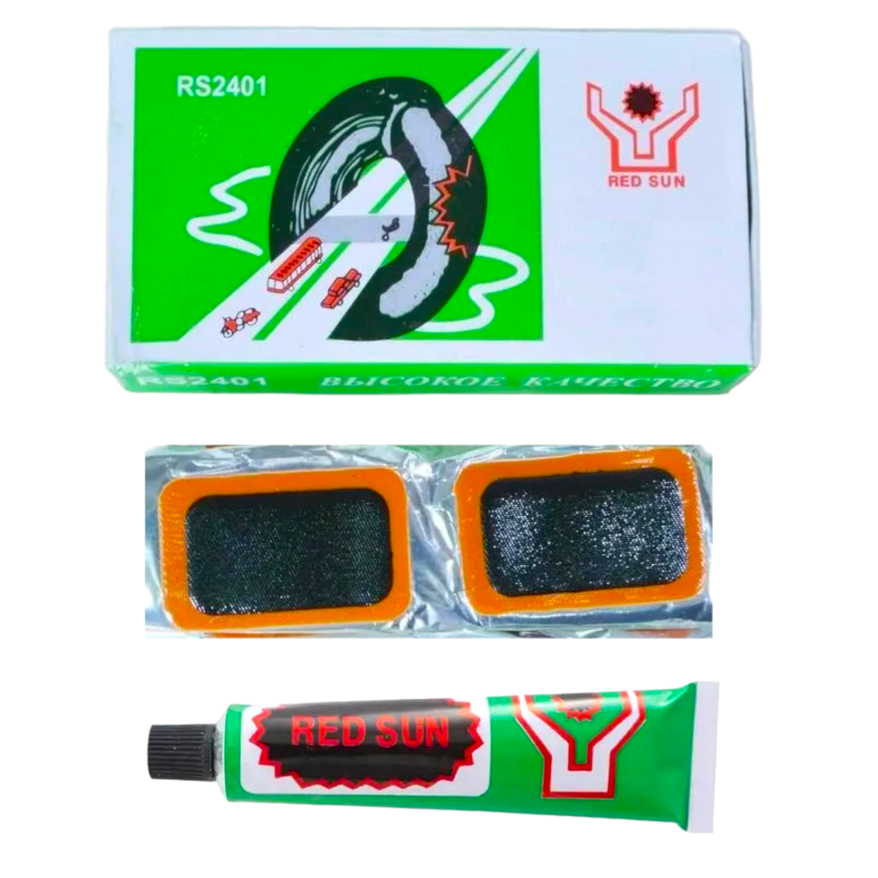 Аптечка Red Sun RS2401 для ремонту велокамер і шин, клей, латки, ремкомплект, фото 1