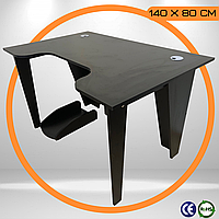 Стол для Компьютера 140 x 80 x 75 см Черный Игровой Геймерский Стол для Геймера с Вырезом Eco14 ЛДСП