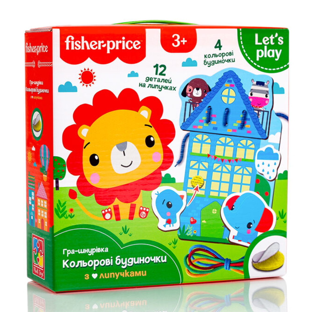 Гра-шнурівка "Fisher-Price. Кольорові будиночки" [укр] Vladi Toys (4820234761951)