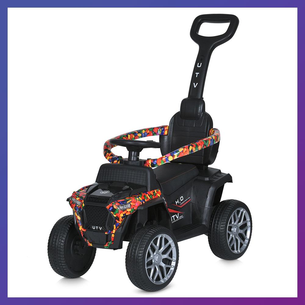 Дитяча каталка-толокар 2в1 Bambi Racer M 5731 з батьківською ручкою Чорний, фото 1