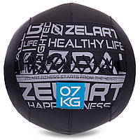 Мяч набивной для кросфита волбол WALL BALL Zelart FI-2637-7 7кг черный lb