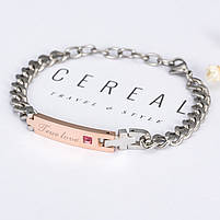 Парні браслети для закоханих з гравіюванням True Love з нержавіючої сталі 18см і 16 см 28038, фото 5