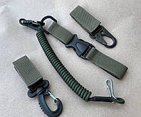 Набор тактических карабинов на стропе олива / металлический карабин+держатель для перчаток+страховой шнур