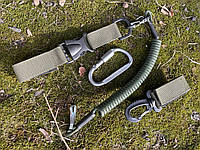 Набор тактических карабинов на стропе олива / металлический карабин G +страховой шнур тречик