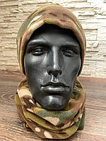 Комплект флисовая шапка с баффом мультикам/ Флисовая шапка+шарф-труба для военных цвет мультикам