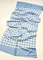 Женский весенний шарф палантин с нейтральным классическим рисунком. Турецкий хлопковый шарф Голубой