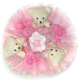 Букет з м'яких іграшок Ведмедики бежеві 3 в рожевому 5077IT, Toyman