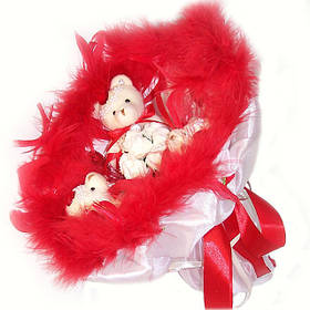 Букет з іграшок Ведмедики 3 в червоному 5159IT, Toyman