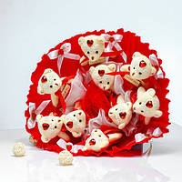 Букет из игрушек Мишки 9 в красном с бантами 5176IT, Toyman