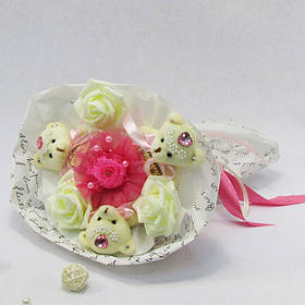 Букет з іграшок Ведмедики 3 рожеві в білому Крафт 5188IT, Toyman