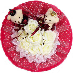 Букет з м'яких іграшок Ведмедики парочка в червоному 5125IT, Toyman