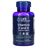 Витамины и минералы Life Extension Vitamins D and K with Sea-Iodine, 60 капсул CN10884 PS