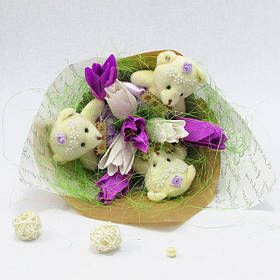 Букет з іграшок Ведмедики 3 з тюльпанами Крафт 5210IT, Toyman