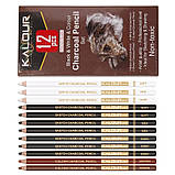 Професійні вугільні кольорові олівці KALOUR набір 12 штук, фото 6