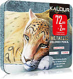 Преміум-набір олівців KALOUR Metallic 72+2 кольори з ефектом Металік, фото 8