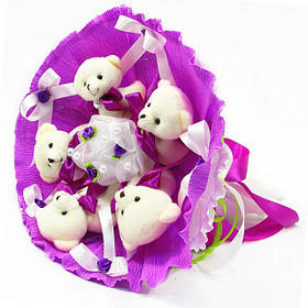 Букет з іграшок Ведмедики 5 бузковий 5291IT, Toyman