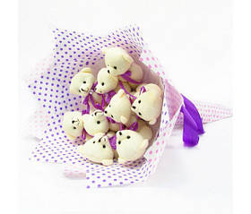 Букет з іграшок Ведмедики 9 рожево-фіолетовий Крафт 5293IT, Toyman