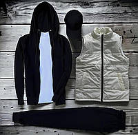 Стильный и функциональный мужской комплект с жилеткой: худи, штаны, футболка, кепка и жилетка - для комфорта