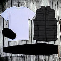 Мужской жилет с футболкой, Комплект с жилеткой демисезон (штаны + футболка + кепка + жилетка)