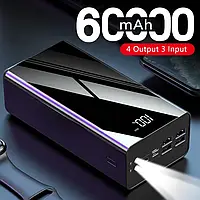 Power Bank 60000 mAh повербанк с экраном и фонариком 115 (Black)-LVR