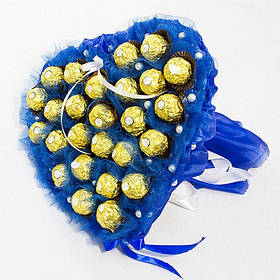 Букет з цукерок Серце з Ферреро Роше 27 синій 4171IT, Toyman