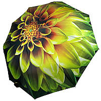Женский зонт полуавтомат с принтом цветка от Toprain на 9 спиц, салатовая ручка, топ