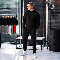 Мужской демисезонный базовый спортивный костюм: с худи, черного цвета