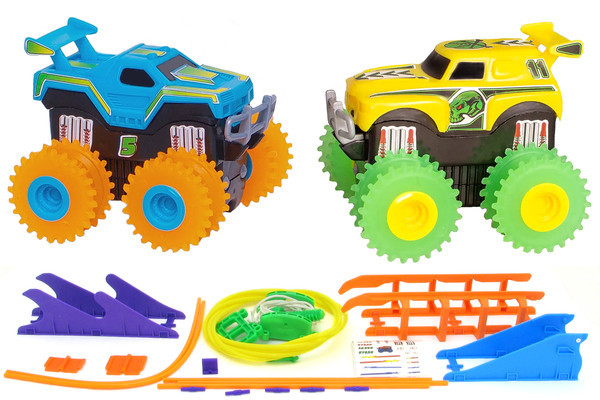 Машинки на бат. Trix Trux набір 2 машинки з трасою (синій + жовтий) JLT-AS332BY, Toyman