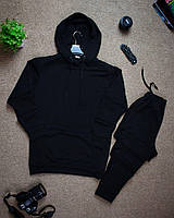 Спортивный костюм унисекс BAZA кофта худи с капюшоном и штанами с карманами черный из хлопка для природы
