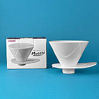 Пуровер керамічний Hario V60 One Pour Dripper Mugen, Білий